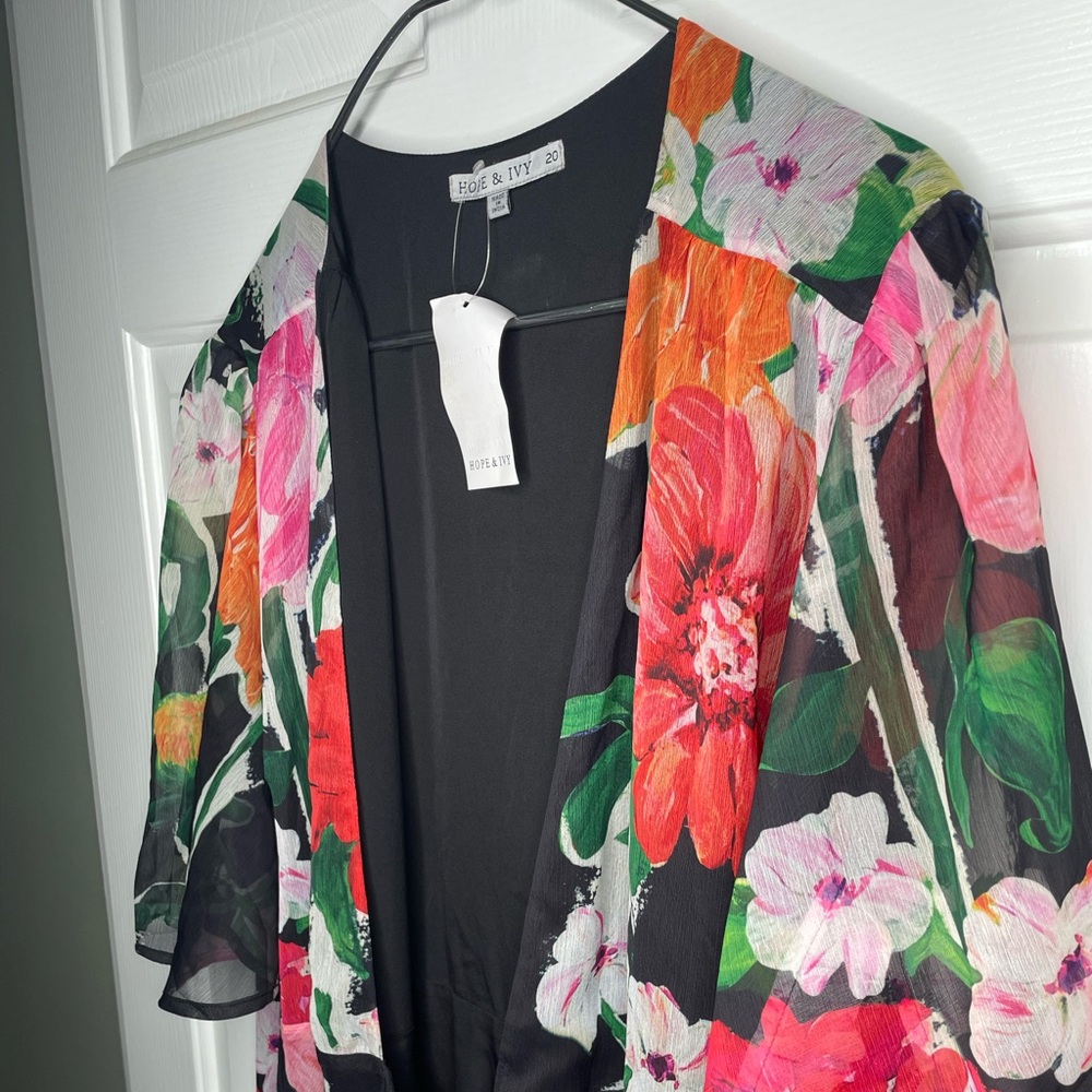 Floral Maxi Dress - Black with Multicolor Floral Print - Picture 6 of 7